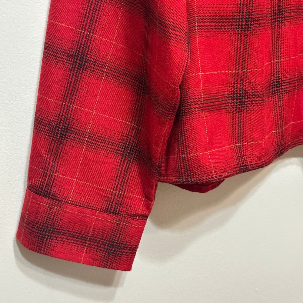 Dixxon Flannel Co The Loveless Womens 2X Red Plaid Cropped Button Up Shirt 90s - Picture 4 of 12